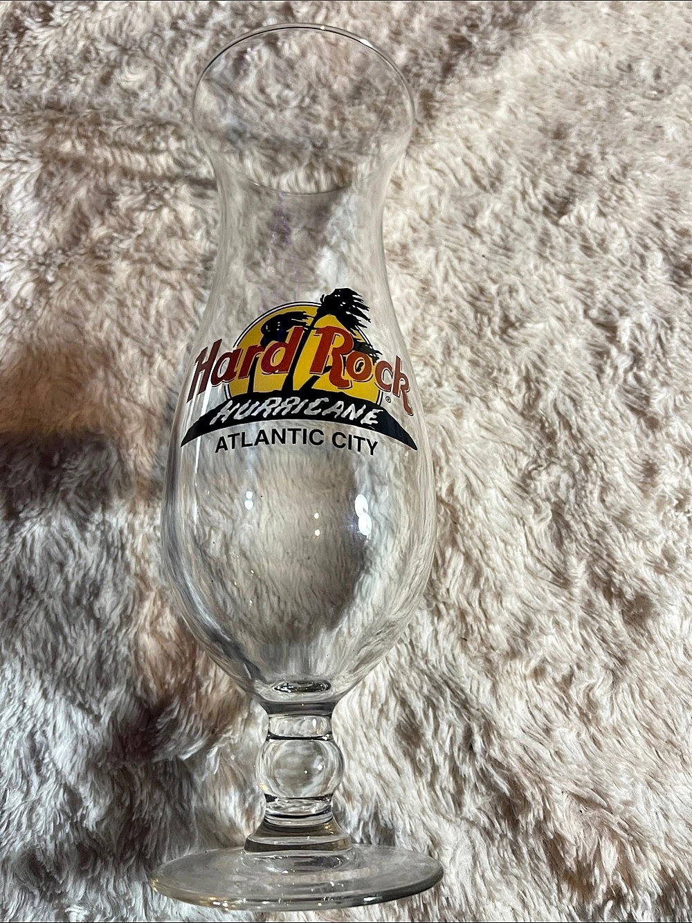 Hard Rock Cafe Atlantic City Hurricane Glass Clear & Red